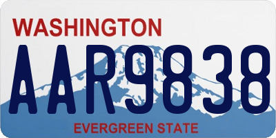 WA license plate AAR9838