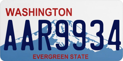 WA license plate AAR9934