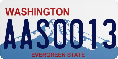 WA license plate AAS0013