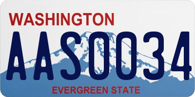 WA license plate AAS0034