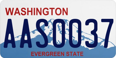 WA license plate AAS0037