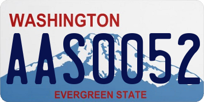 WA license plate AAS0052