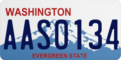 WA license plate AAS0134