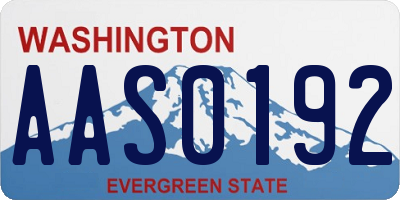 WA license plate AAS0192