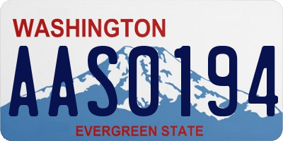 WA license plate AAS0194