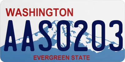 WA license plate AAS0203