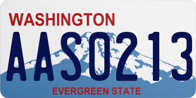 WA license plate AAS0213