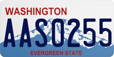 WA license plate AAS0255