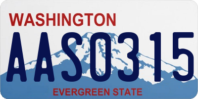 WA license plate AAS0315