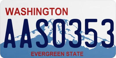 WA license plate AAS0353