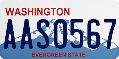 WA license plate AAS0567