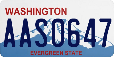 WA license plate AAS0647