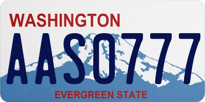 WA license plate AAS0777