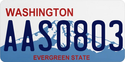 WA license plate AAS0803