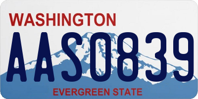 WA license plate AAS0839