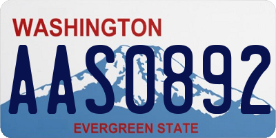 WA license plate AAS0892