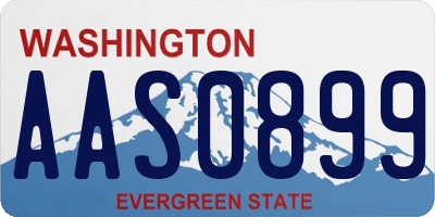 WA license plate AAS0899