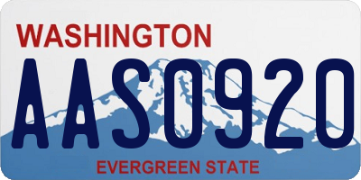 WA license plate AAS0920