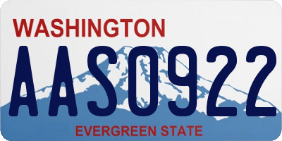 WA license plate AAS0922