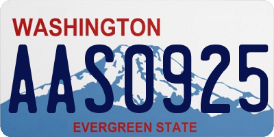 WA license plate AAS0925