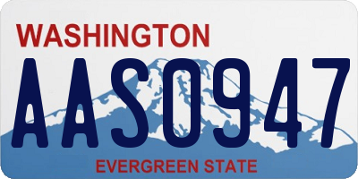 WA license plate AAS0947
