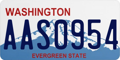 WA license plate AAS0954