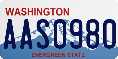 WA license plate AAS0980