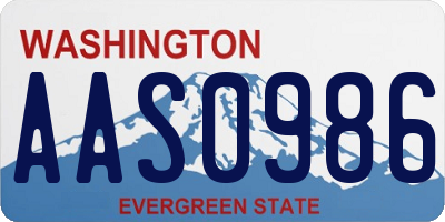 WA license plate AAS0986
