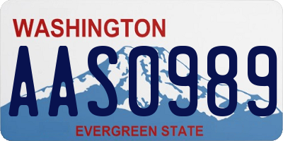 WA license plate AAS0989