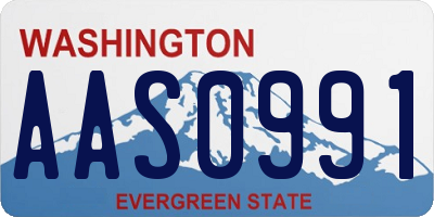 WA license plate AAS0991