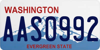 WA license plate AAS0992