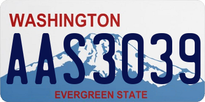 WA license plate AAS3039