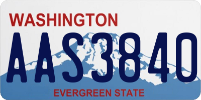 WA license plate AAS3840