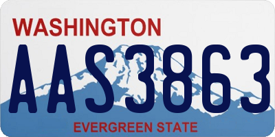 WA license plate AAS3863