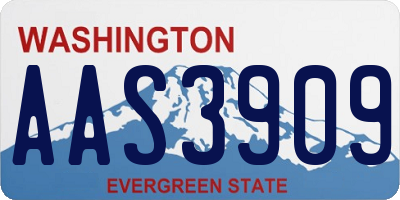 WA license plate AAS3909