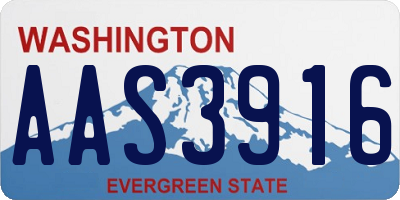 WA license plate AAS3916