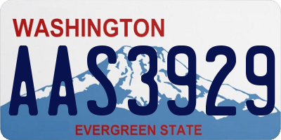 WA license plate AAS3929