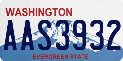 WA license plate AAS3932