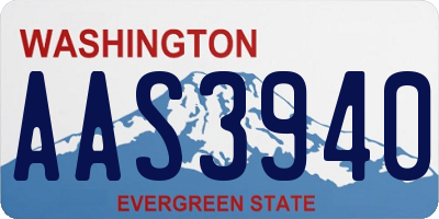 WA license plate AAS3940