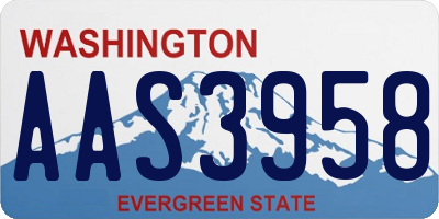 WA license plate AAS3958