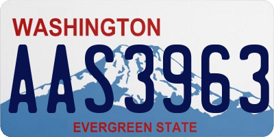 WA license plate AAS3963