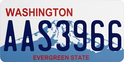 WA license plate AAS3966