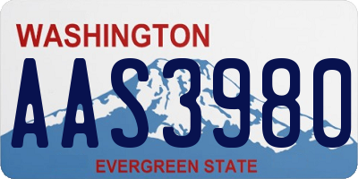 WA license plate AAS3980