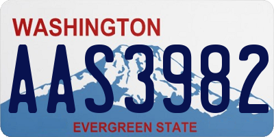 WA license plate AAS3982