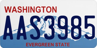 WA license plate AAS3985