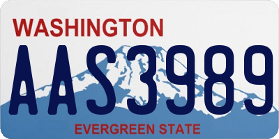 WA license plate AAS3989