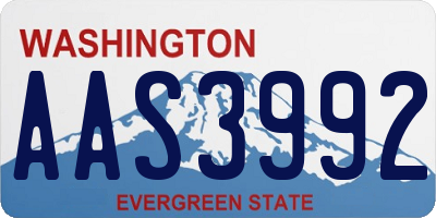 WA license plate AAS3992