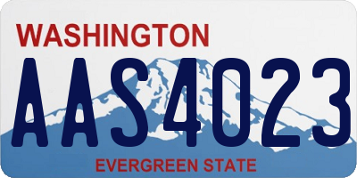 WA license plate AAS4023