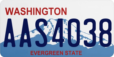 WA license plate AAS4038