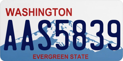 WA license plate AAS5839